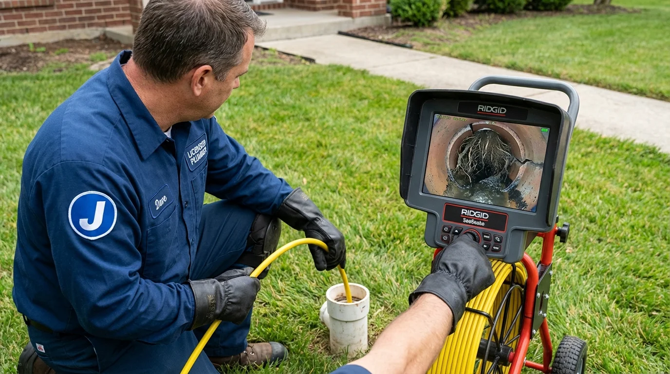 Sewer camera inspection being performed by Johns Plumbing LLC in Atkins
