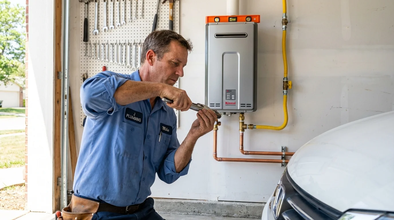 Tankless water heater installation by a Johns Plumbing LLC plumber in Atkins